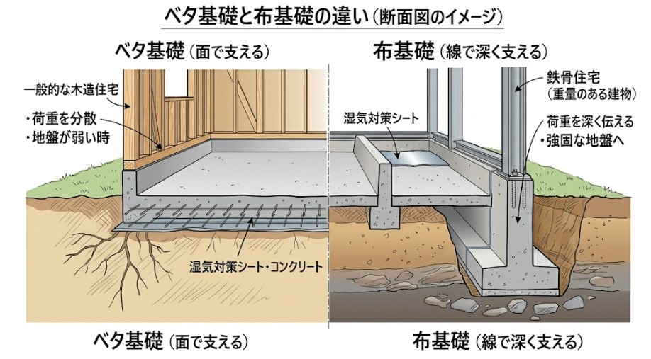 ベタ基礎と布基礎の違い