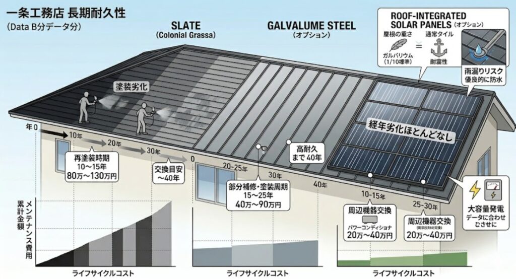 屋根材ごとの耐久性比較